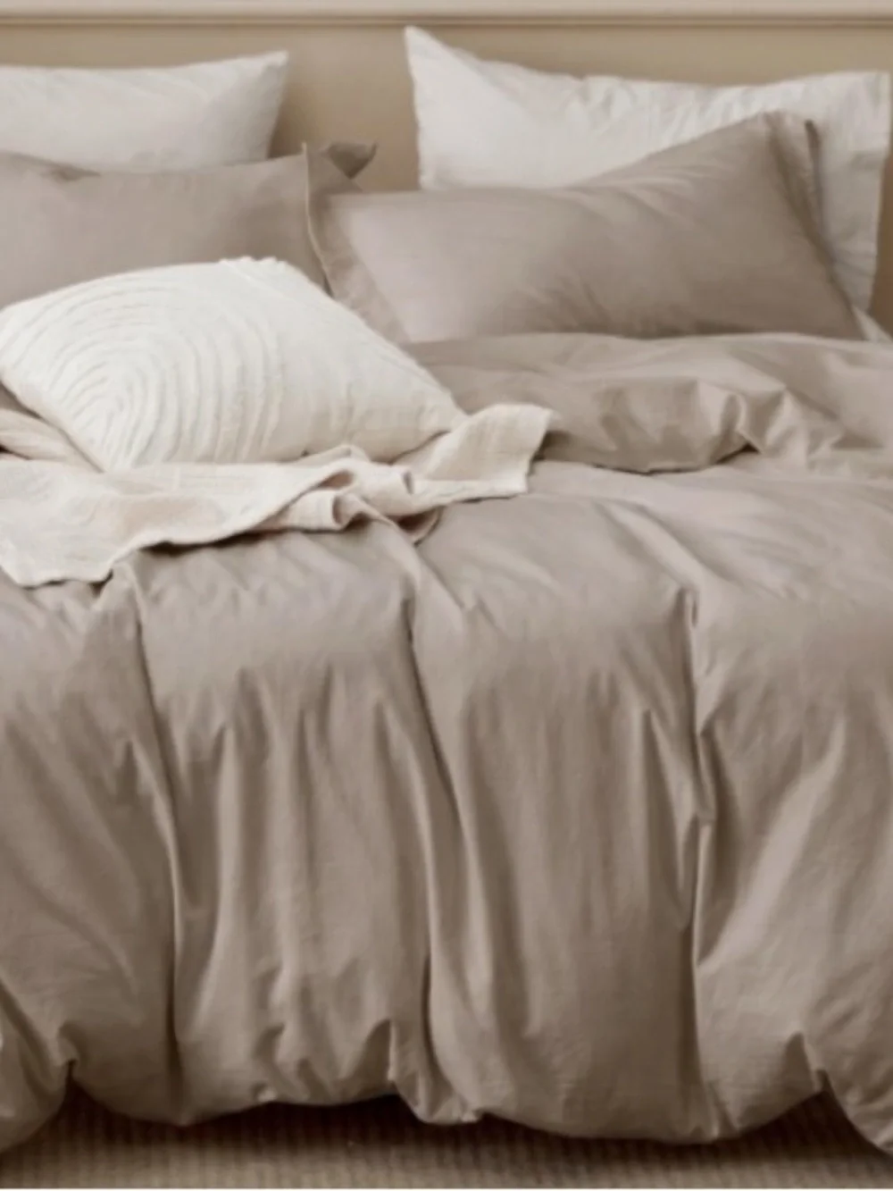 TWIN SIZE Duvet 2Pc Set 100% Washed Cotton - TAN